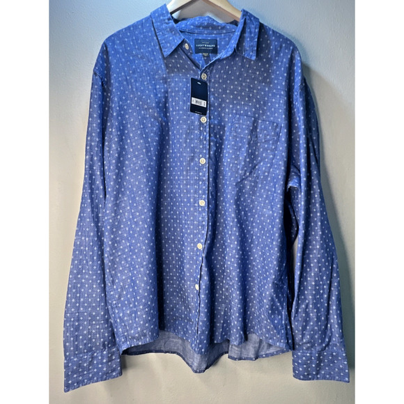 Lucky Brand XXL tall button shirt indigo new $69 NWT Men's denim blue - Picture 1 of 13